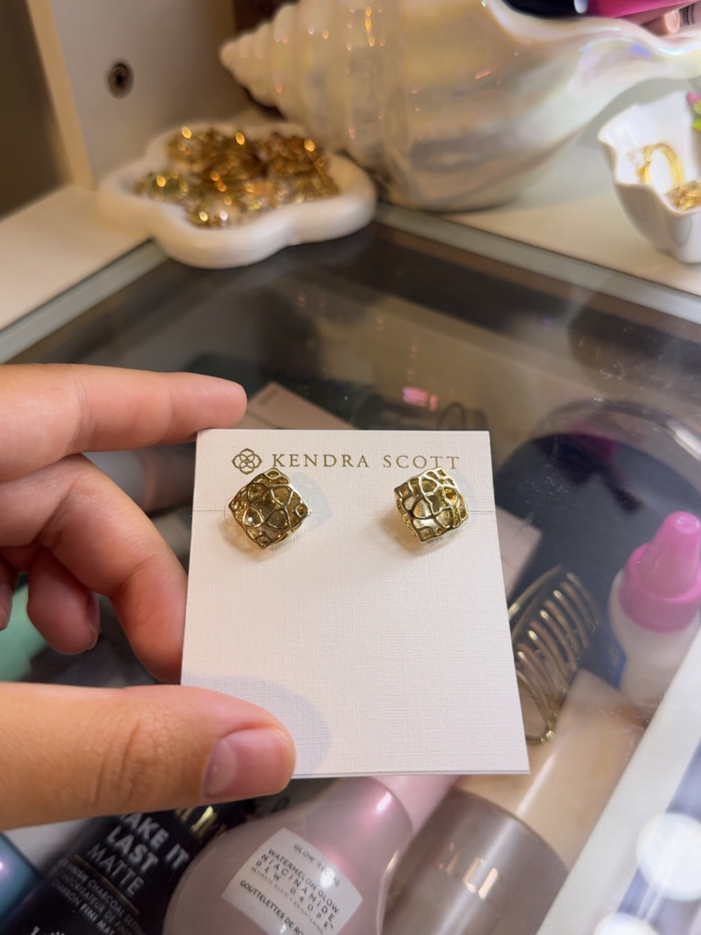 Kendra Scott Gold Textured Square Stud Earrings